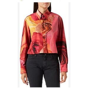 Just Cavalli Women's Floral Print Long Sleeve Blouse Multicolor Size 44